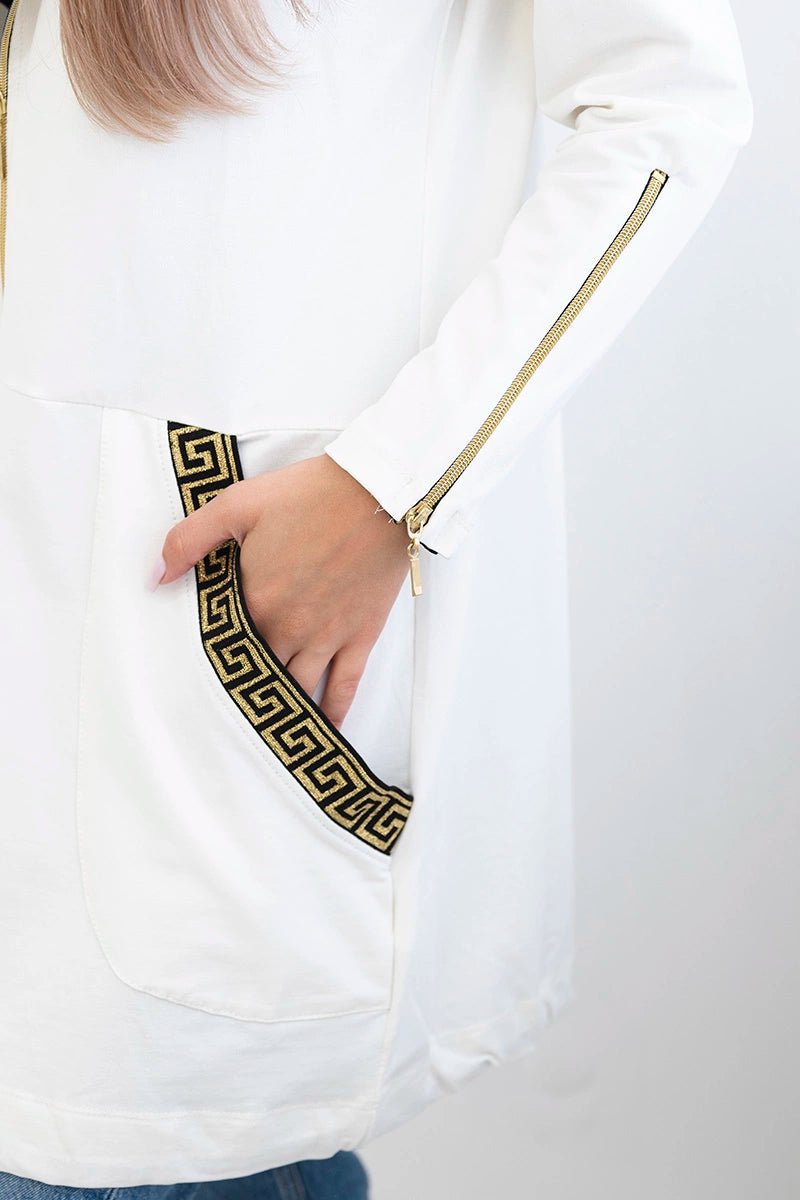 Sweatshirt with a decorative tape 9320 / – Ecru цвет / color | Lexline Fashion