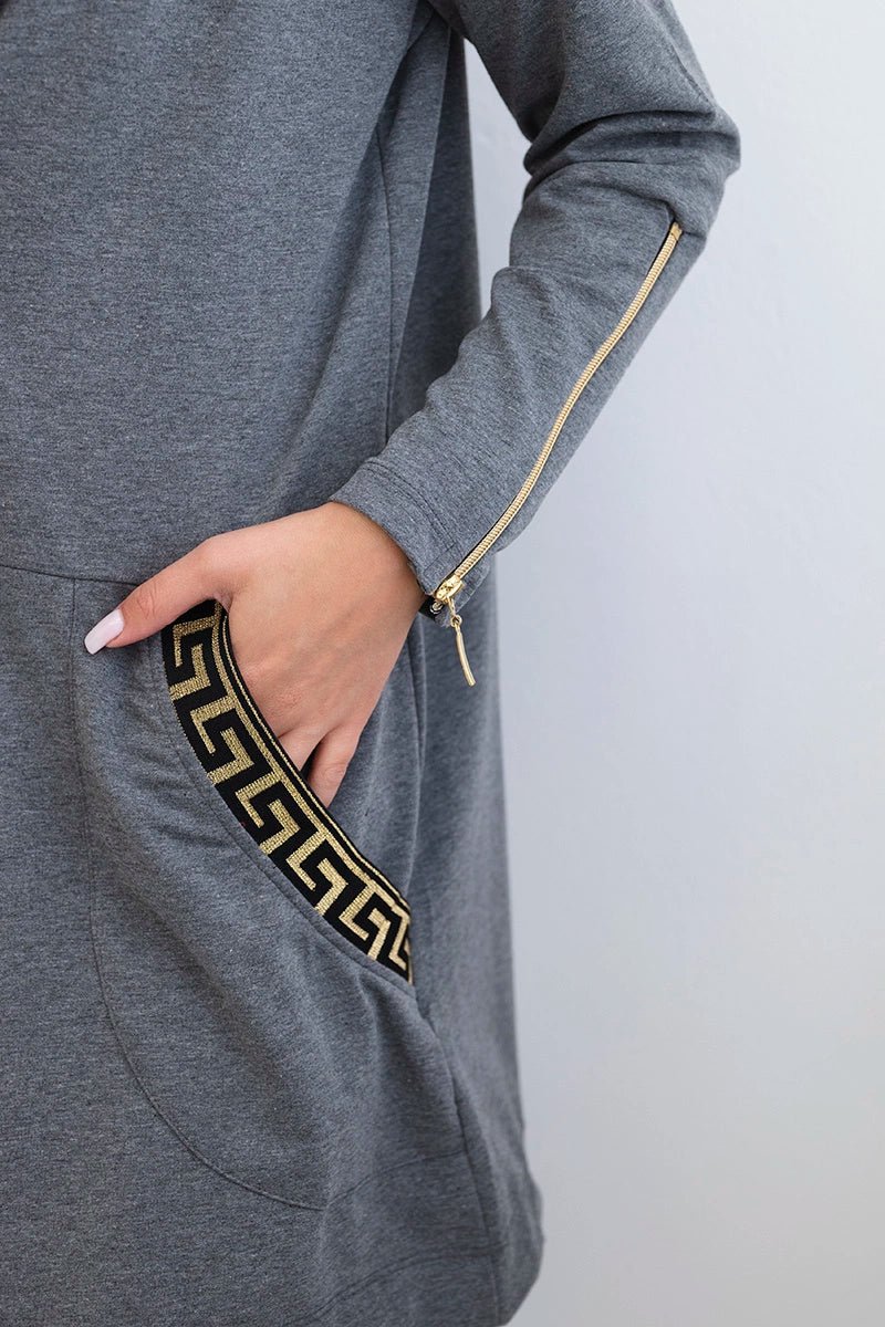 Sweatshirt with a decorative tape 9320 / – Graphite цвет / color | Lexline Fashion
