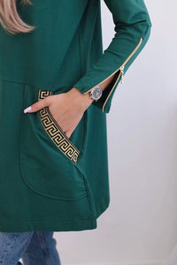 Sweatshirt with a decorative tape 9320 / – Green || Dark цвет / color | Lexline Fashion