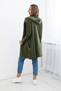 Sweatshirt with a decorative tape 9320 / – Khaki цвет / color | Lexline Fashion