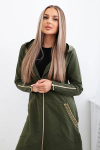 Sweatshirt with a decorative tape 9320 / – Khaki цвет / color | Lexline Fashion