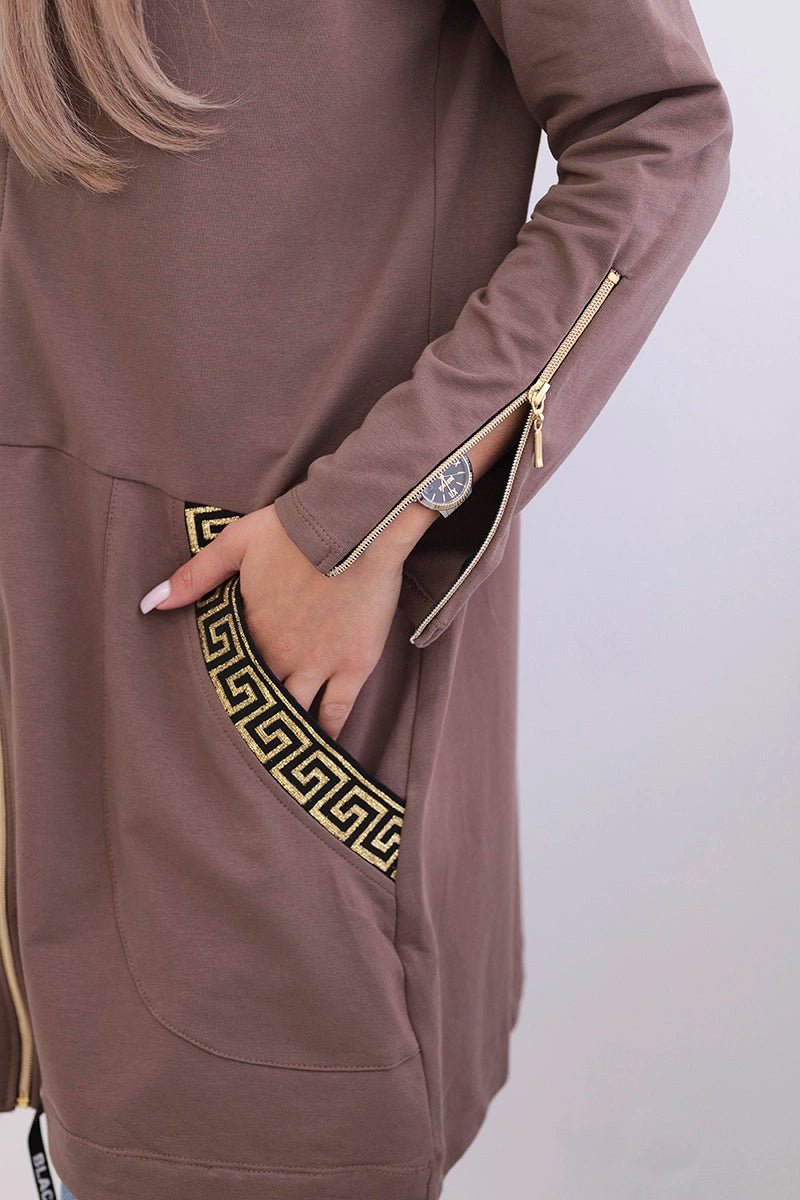 Sweatshirt with a decorative tape 9320 / – Mocca цвет / color | Lexline Fashion