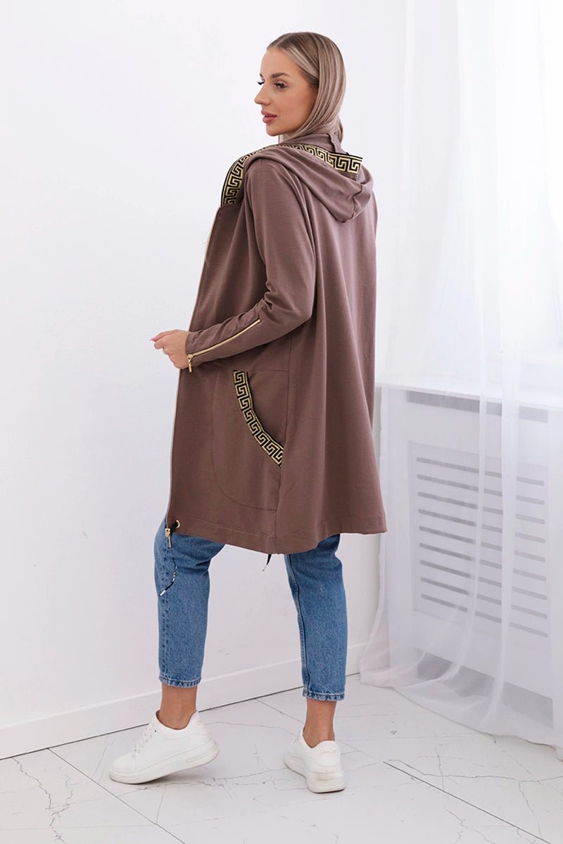 Sweatshirt with a decorative tape 9320 / – Mocca цвет / color | Lexline Fashion