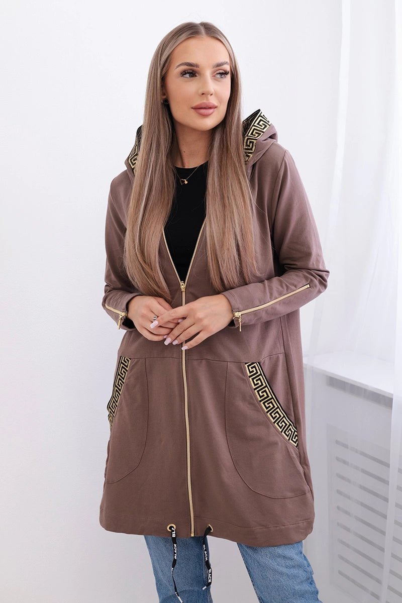 Sweatshirt with a decorative tape 9320 / – Mocca цвет / color | Lexline Fashion