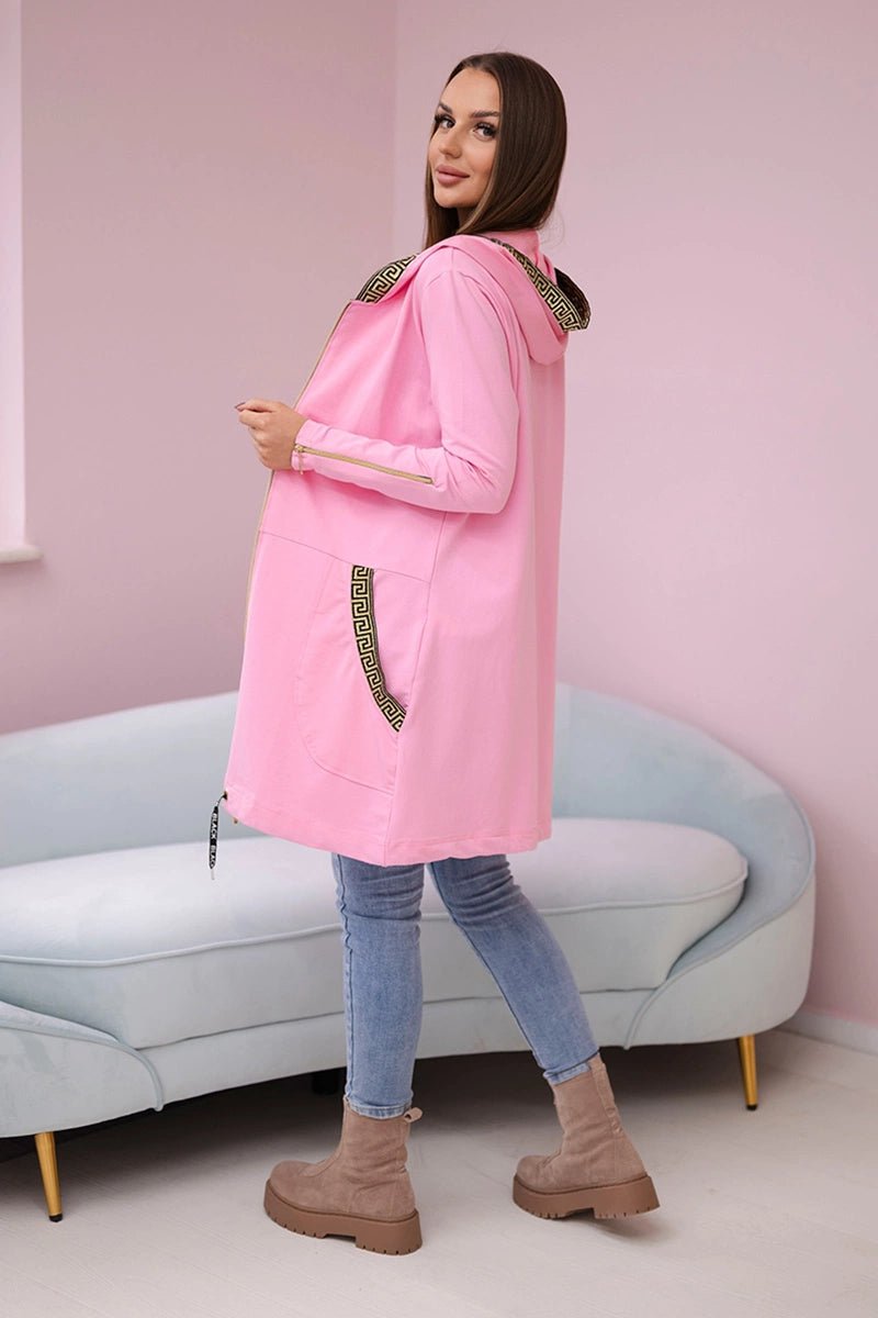 Sweatshirt with a decorative tape 9320 / – Pink || Light цвет / color | Lexline Fashion