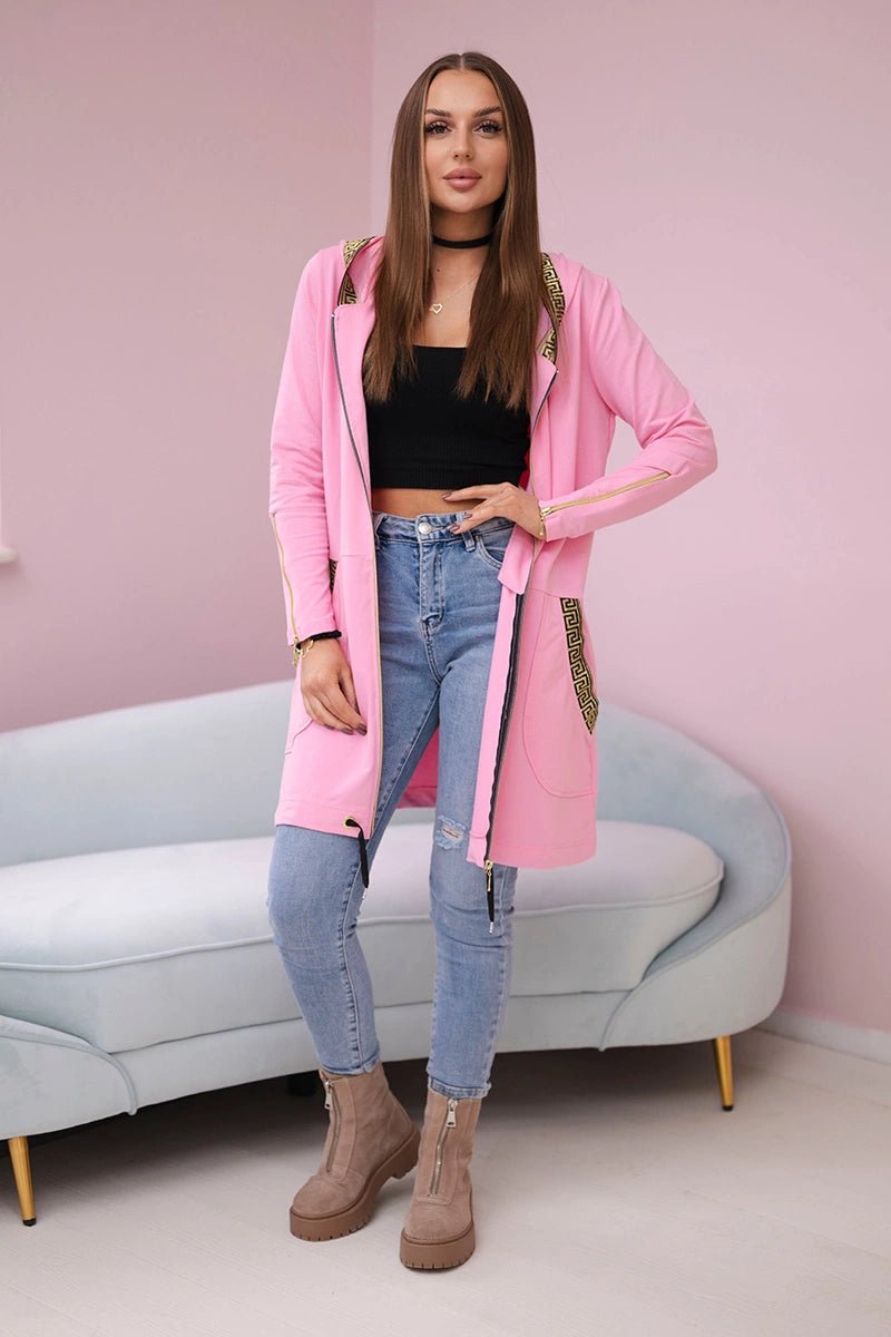 Sweatshirt with a decorative tape 9320 / – Pink || Light цвет / color | Lexline Fashion