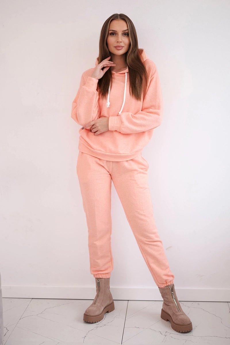 Sweatshirt with a hood + pants 9361 / – Apricot цвет / color | Lexline Fashion