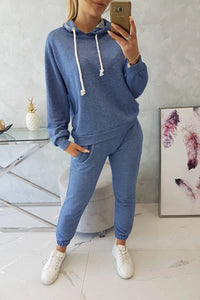 Sweatshirt with a hood + pants 9361 / – Jeans цвет / color | Lexline Fashion