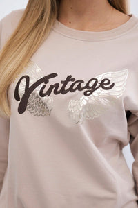 Sweatshirt with a print 69502 / – Beige цвет / color | Lexline Fashion