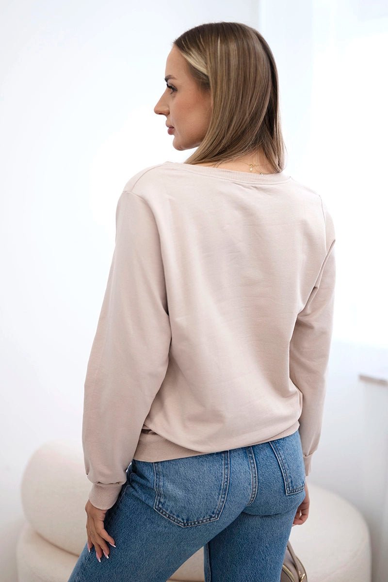 Sweatshirt with a print 69502 / – Beige цвет / color | Lexline Fashion