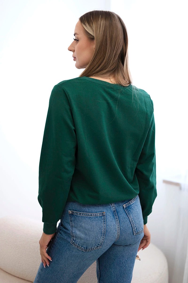 Sweatshirt with a print 69502 / – Dark || green цвет / color | Lexline Fashion
