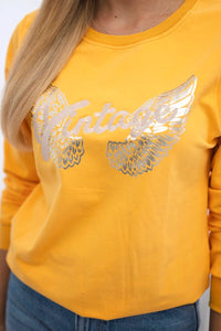 Sweatshirt with a print 69502 / – Mustard цвет / color | Lexline Fashion