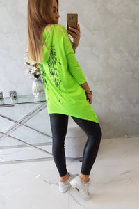 Sweatshirt with a print 9140 / – Green || Neon цвет / color | Lexline Fashion