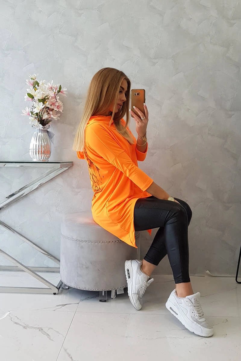 Sweatshirt with a print 9140 / – Orange || Neon цвет / color | Lexline Fashion
