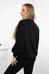 Sweatshirt with decorative flower ART92495 / – Black цвет / color | Lexline Fashion