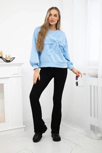 Sweatshirt with decorative flower ART92495 / – Blue цвет / color | Lexline Fashion