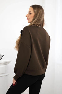 Sweatshirt with decorative flower ART92495 / – Brown цвет / color | Lexline Fashion