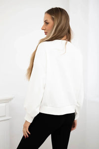 Sweatshirt with decorative flower ART92495 / – Ecru цвет / color | Lexline Fashion