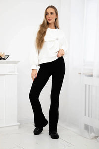 Sweatshirt with decorative flower ART92495 / – Ecru цвет / color | Lexline Fashion