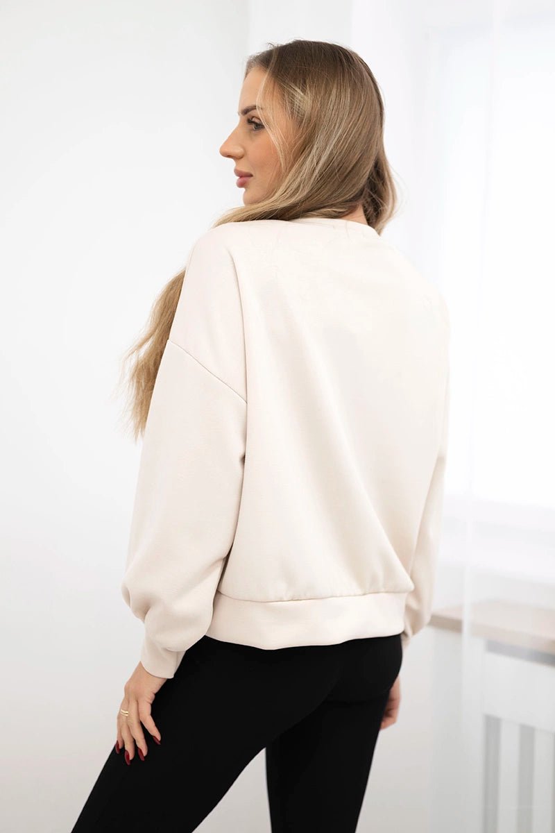 Sweatshirt with decorative flower ART92495 / – Light || Beige цвет / color | Lexline Fashion