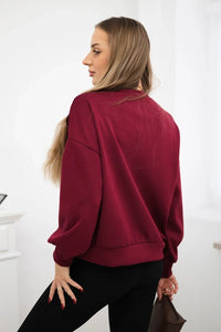 Sweatshirt with decorative flower ART92495 / – Maroon цвет / color | Lexline Fashion