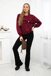 Sweatshirt with decorative flower ART92495 / – Maroon цвет / color | Lexline Fashion