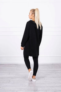 Sweatshirt with longer back and hood 9108 / – Black цвет / color | Lexline Fashion