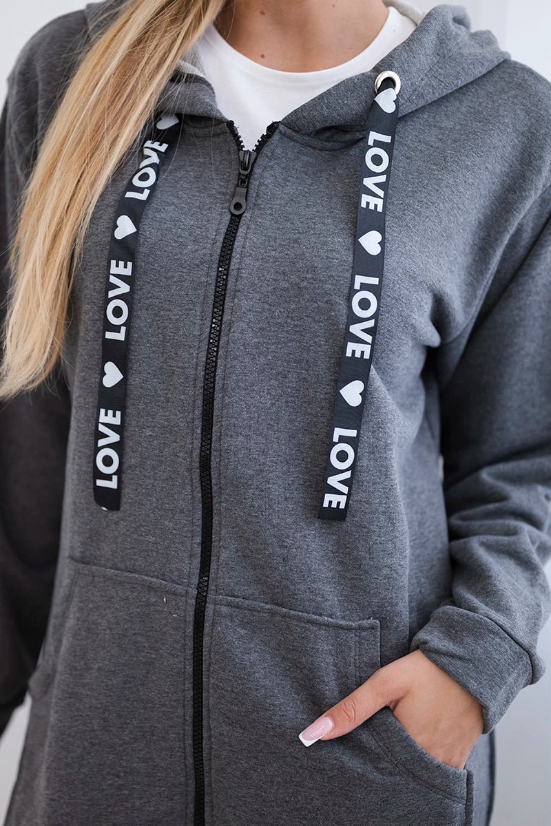 Sweatshirt with longer back and hood 9108 / – Graphite цвет / color | Lexline Fashion