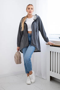 Sweatshirt with longer back and hood 9108 / – Graphite цвет / color | Lexline Fashion