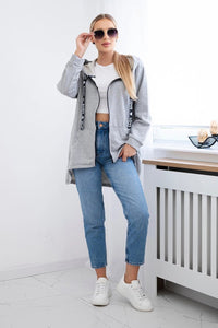Sweatshirt with longer back and hood 9108 / – Gray цвет / color | Lexline Fashion