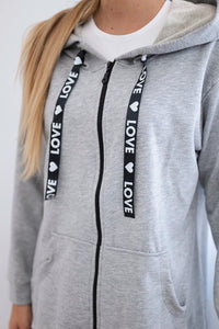 Sweatshirt with longer back and hood 9108 / – Gray цвет / color | Lexline Fashion