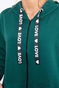 Sweatshirt with longer back and hood 9108 / – Green цвет / color | Lexline Fashion