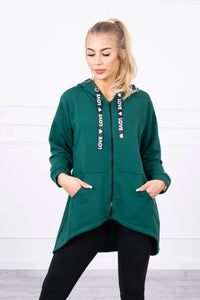 Sweatshirt with longer back and hood 9108 / – Green цвет / color | Lexline Fashion