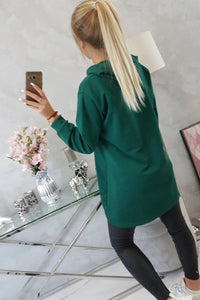 Sweatshirt with longer back and hood 9108 / – Green цвет / color | Lexline Fashion