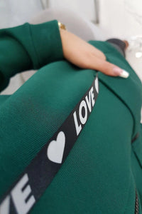 Sweatshirt with longer back and hood 9108 / – Green цвет / color | Lexline Fashion