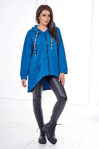 Sweatshirt with longer back and hood 9108 / – Marine цвет / color | Lexline Fashion