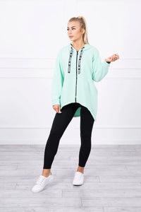 Sweatshirt with longer back and hood 9108 / – Mint цвет / color | Lexline Fashion