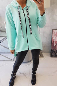 Sweatshirt with longer back and hood 9108 / – Mint цвет / color | Lexline Fashion