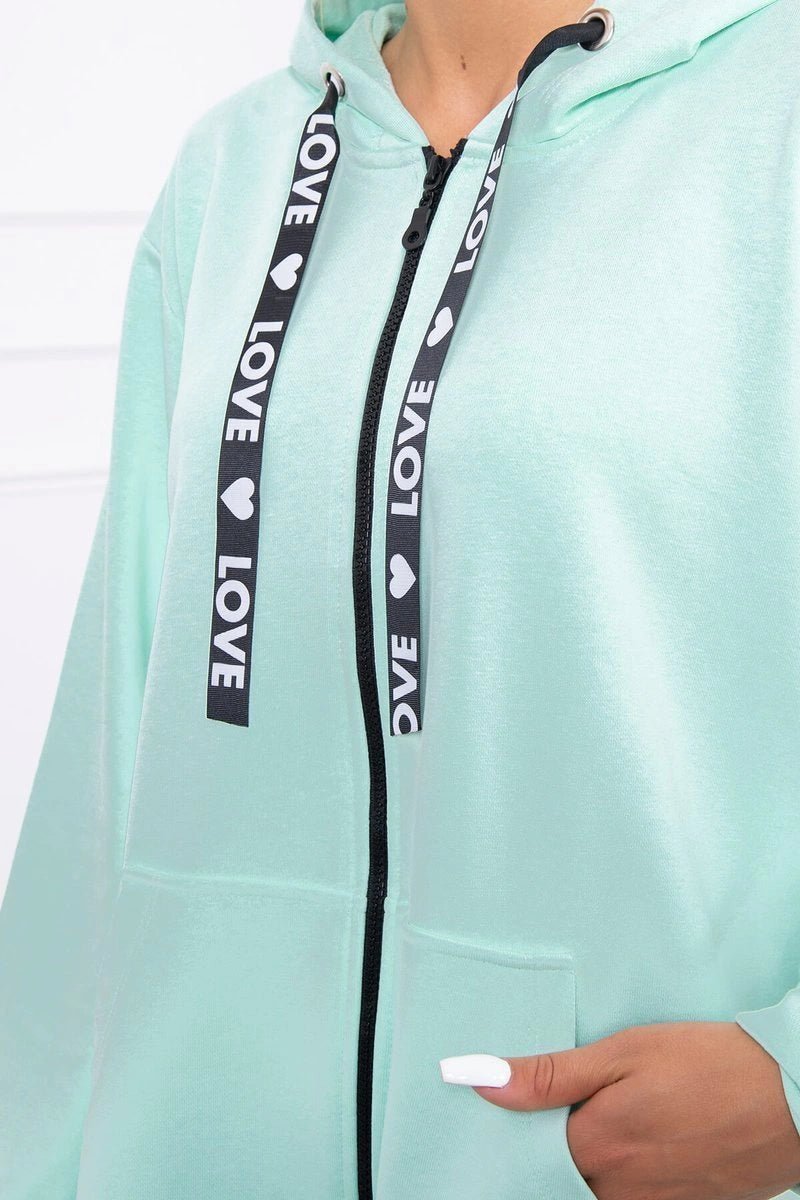 Sweatshirt with longer back and hood 9108 / – Mint цвет / color | Lexline Fashion