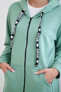 Sweatshirt with longer back and hood 9108 / – Mint || Dark цвет / color | Lexline Fashion