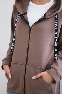 Sweatshirt with longer back and hood 9108 / – Mocca цвет / color | Lexline Fashion