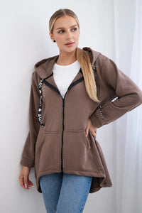 Sweatshirt with longer back and hood 9108 / – Mocca цвет / color | Lexline Fashion
