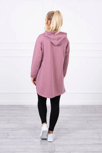 Sweatshirt with longer back and hood 9108 / – Pink || Dark цвет / color | Lexline Fashion