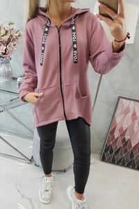 Sweatshirt with longer back and hood 9108 / – Pink || Dark цвет / color | Lexline Fashion