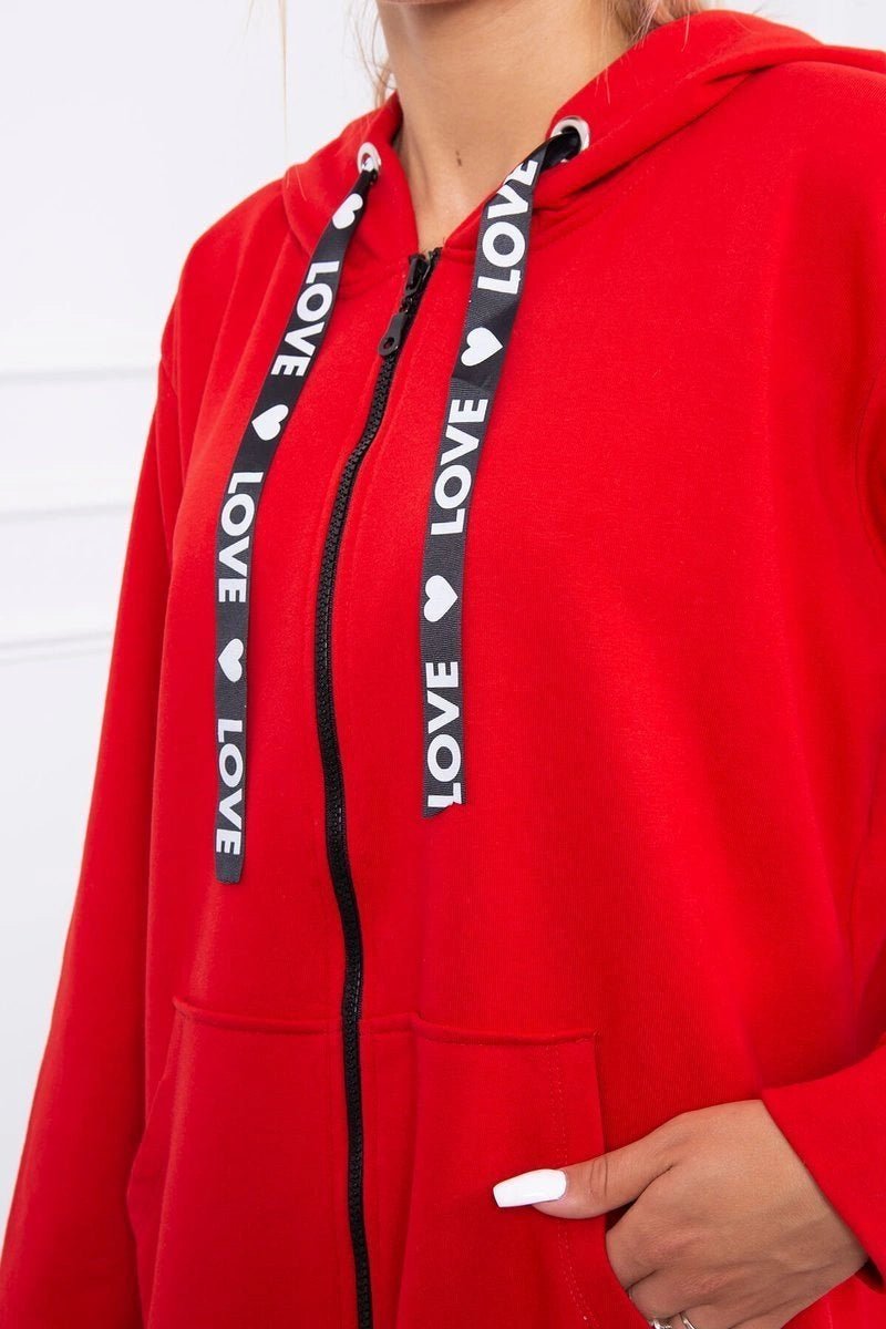Sweatshirt with longer back and hood 9108 / – Red цвет / color | Lexline Fashion