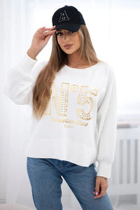 Sweatshirt with print 19778 / – Ecru цвет / color | Lexline Fashion