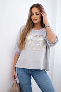 Sweatshirt with print 19778 / – Gray цвет / color | Lexline Fashion