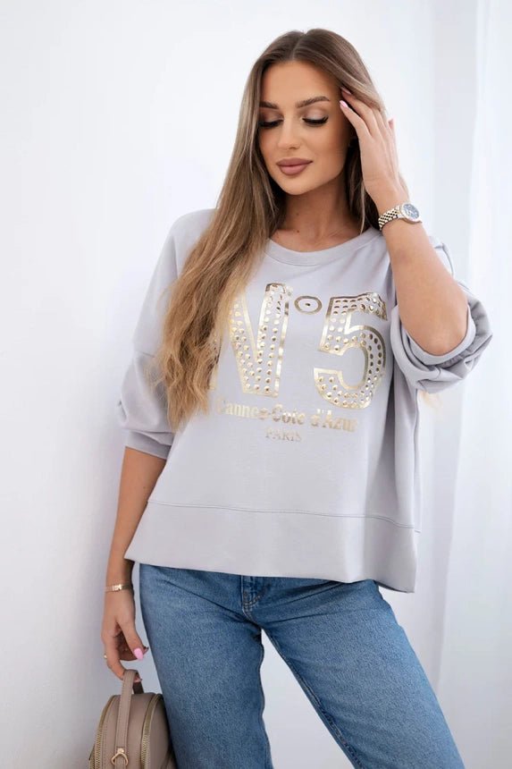 Sweatshirt with print 19778 / – Gray цвет / color | Lexline Fashion