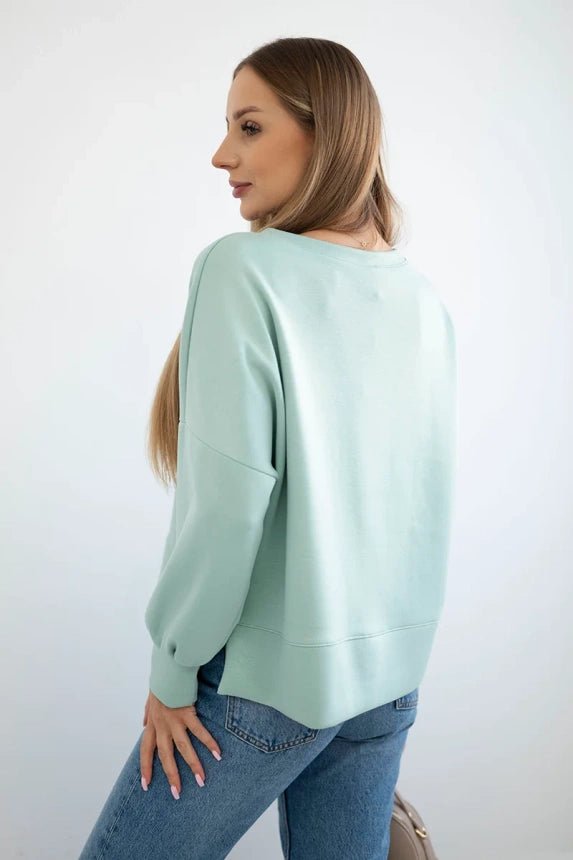 Sweatshirt with print 19778 / – Mint || Dark цвет / color | Lexline Fashion