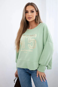 Sweatshirt with print 19778 / – Pistachio цвет / color | Lexline Fashion